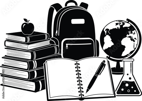 School supplies and education essentials illustration