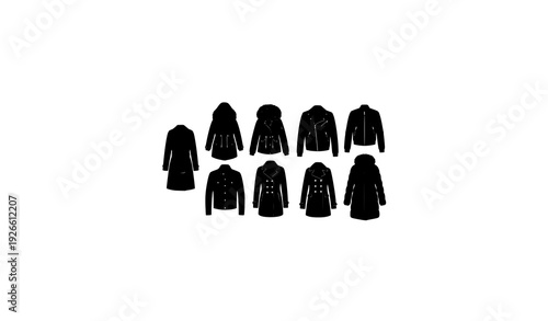 Jacket and Coat Silhouette Collection – Black Fashion Vector