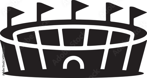 stadium icon silhouette with flags vector illustration.