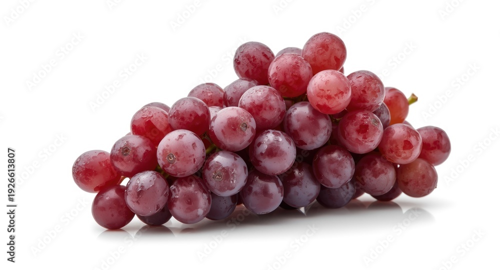 Fototapeta premium Red seedless grape cluster isolated on white background with soft lighting