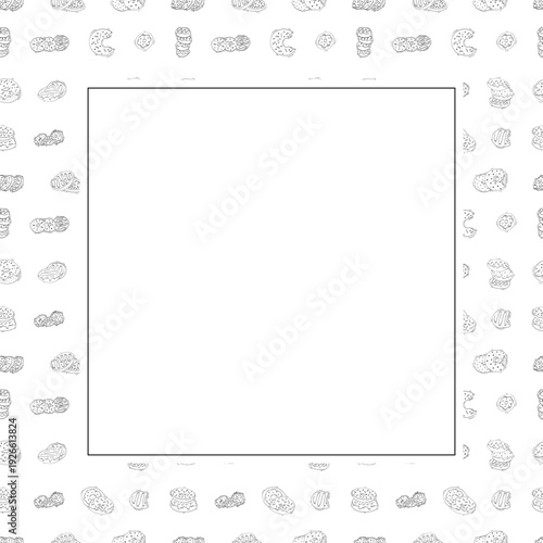 hand drawn donut square frame background