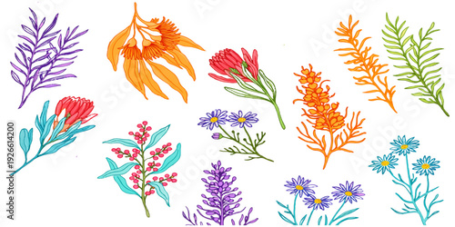 Seamless autumn pattern featuring wheat ears and maple leaves in a floral nature design with orange and yellow foliage