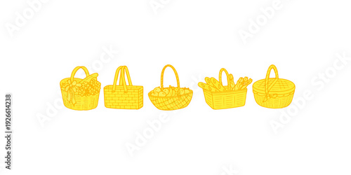 A luxury set of three white candles and flowers arranged in a summer fashion basket gift bag isolated on a white background for a retail beauty illustration
