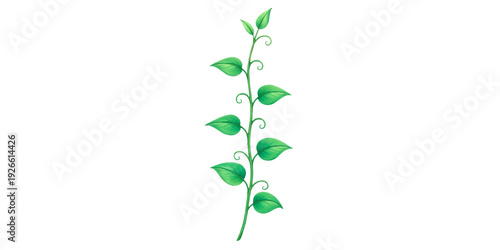 Fresh green leaves and sprouting stems isolated on a white background symbolize natural growth, ecology, and the vibrant life of a spring plant or tree branch in a clean eco design