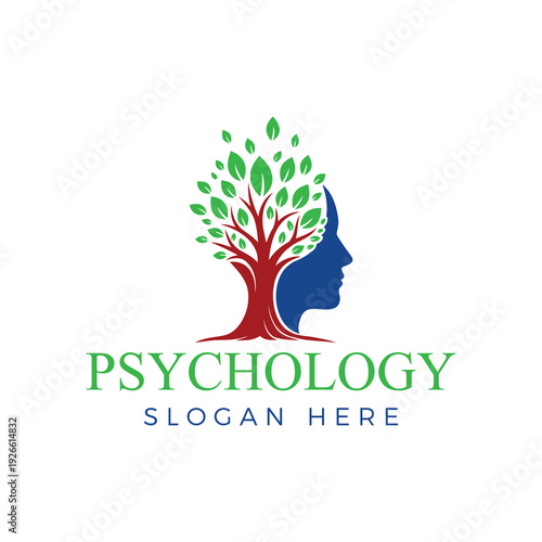 Psychology logo with tree growing out of human head