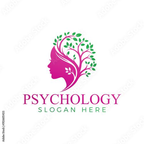 Professional psychology logo with woman and tree symbolizing mental growth