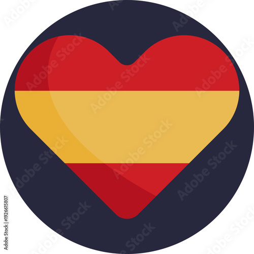A heart-shaped icon featuring the Spanish flag, symbolizing love and pride for Spain.