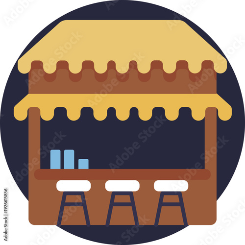 A small beach bar in Spain where you can enjoy drinks, tapas, and fresh seafood right by the sea.