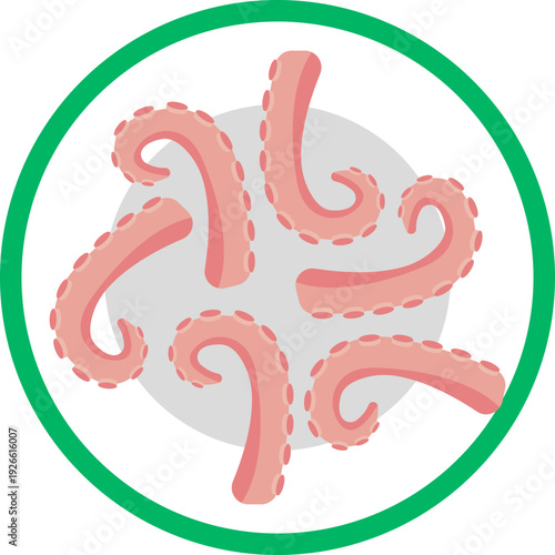 A stylized octopus symbol representing Spain’s seafood cuisine, especially dishes like pulpo a la gallega.