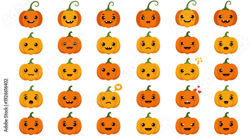 Cute Halloween Pumpkin Faces Collection