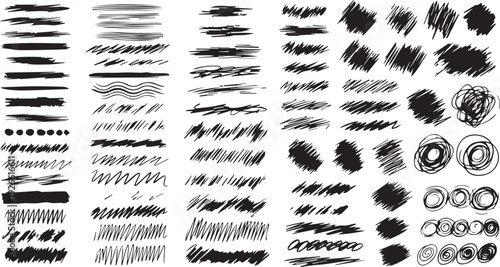 Graphic design brush stroke collection for artistic illustration and creative projects on white background