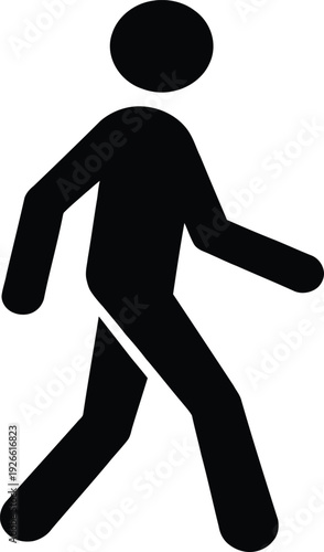 Walking person silhouette vector icon, pedestrian symbol sign, human walking figure graphic isolated on white background
