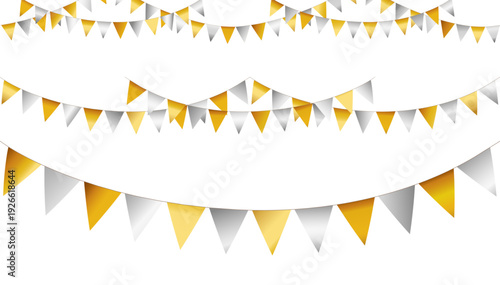 Vector decorative golden and silver garland - celebration, party, christmas seamless pattern