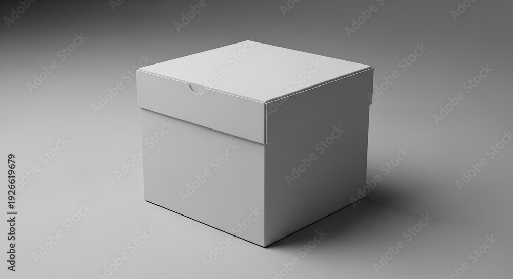 Fototapeta premium Pristine white cube packaging with matte finish and sharp edges for modern minimalist branding mockups