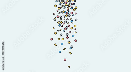 Falling colorful confetti squares and rectangles creating a festive, celebratory atmosphere for parties.