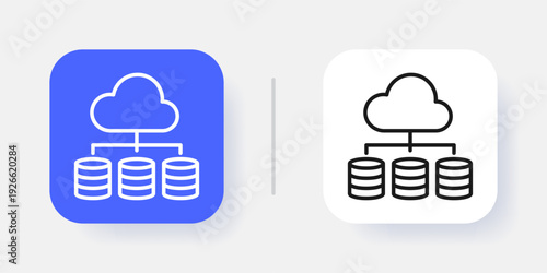 Database Management UI Button Icon with Active and Inactive States for SaaS Dashboard