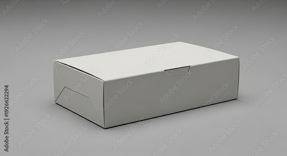 Naklejka premium Sleek white rectangular mailing carton with side folding flaps for professional stationery and document shipping