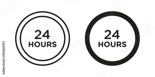 24 Hrs icon collection with multiple styles. EPS10