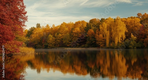 Tranquil lake setting in fa...