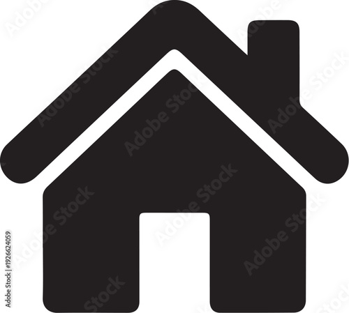 Black house with chimney home symbol white