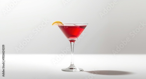 Popular Cosmopolitan drink with triple sec vodka and cranberry on white background