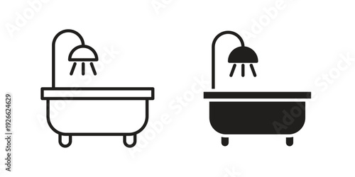 Bathroom icon collection with multiple styles. EPS10