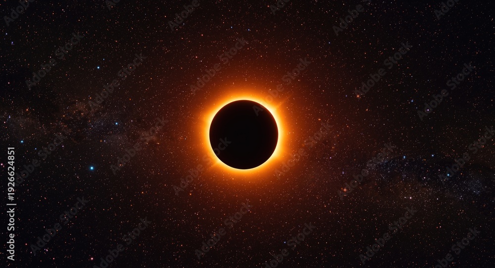 Fototapeta premium solar eclipse with a vibrant starry cosmos background