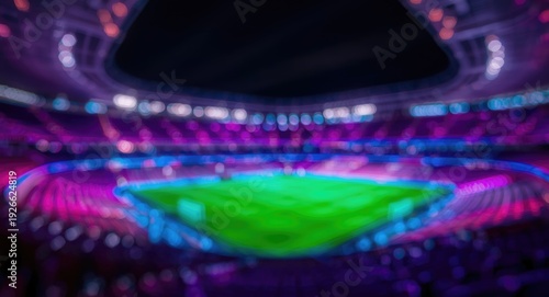 Vibrant neon stadium illumi...