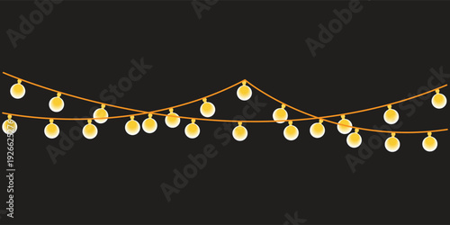 Golden string lights in a festive silhouette pattern.
