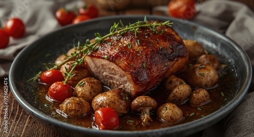 Roasted pork loin with saut...