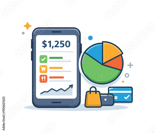 Digital expense tracking and smart budgeting through mobile finance applications improving everyday money awareness, a smartphone combined with a