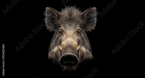 wild boar headshot on a pur...