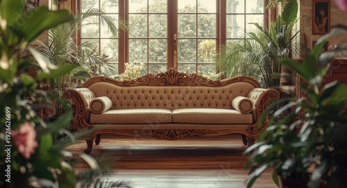 Trendy living room featurin...