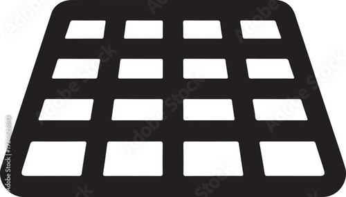 Black silhouette of a clapboard with white rectangles