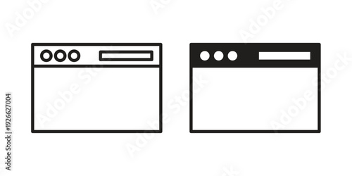 Browser window icon collection with multiple styles. EPS10