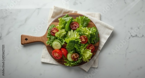 Top view of wooden board pl...