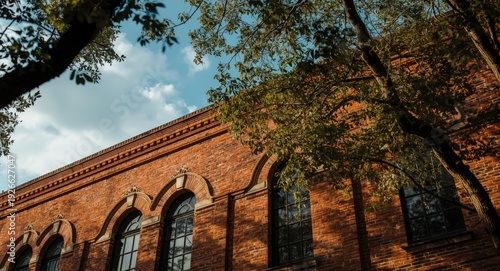 Masonry facade in red brick...