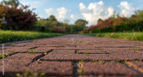 Brick walkway in sharp focu...
