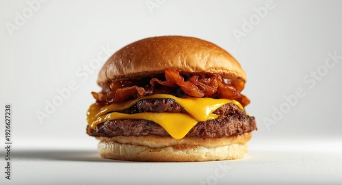 Tasty cheeseburger with lay...
