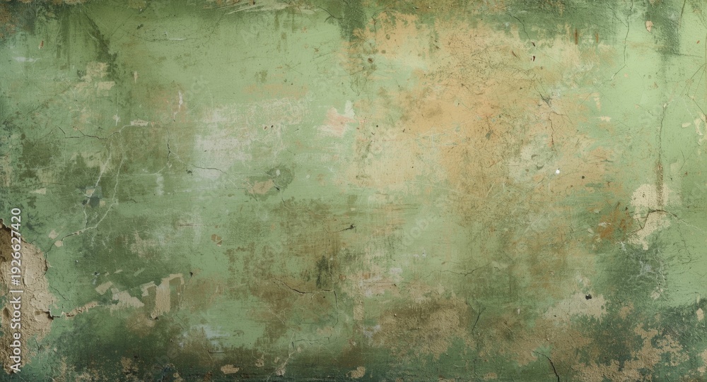 Obraz premium Aged green stucco textured wall showing weathered distressed finish ideal for background use