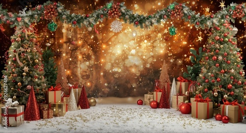 Festive holiday backdrop co...