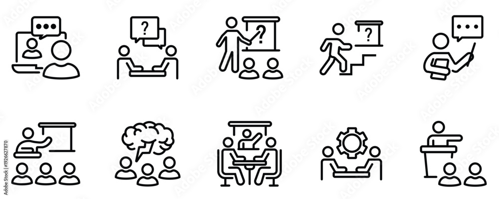 Fototapeta premium Office Presentation and Discussion Icon Pack