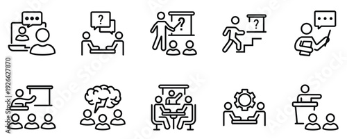 Office Presentation and Discussion Icon Pack