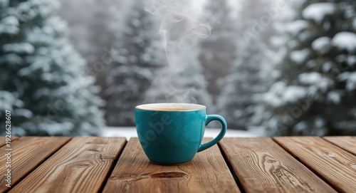 Steam rising from hot drink...