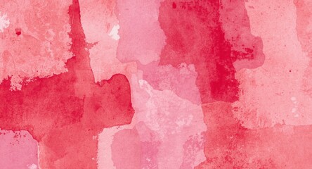 Abstract watercolor texture background with red tie dye patchwork and pink brushed graffiti copy space