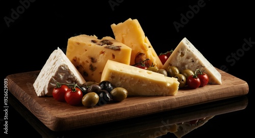 Swiss cheese and olives arr...