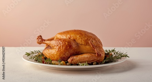 Roasted turkey served on a ...