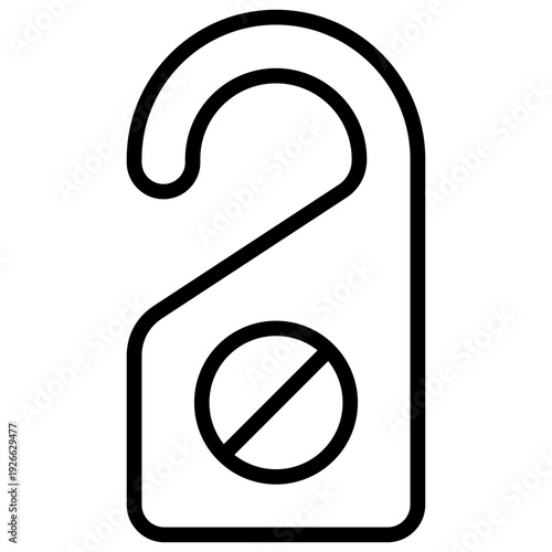 Door Hanger Outline Icon Design Vector - Door handle hanger tag representing privacy request, do not disturb, and room occupancy status