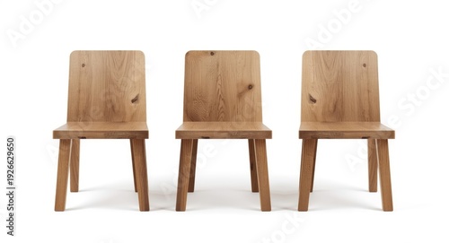 Three wooden rustic chairs ...