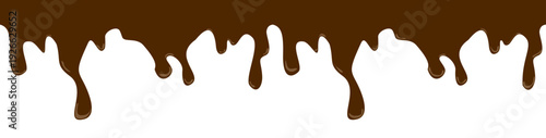 Chocolate dripping from the top, Flowing melted. Vector